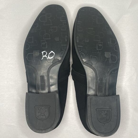 Stacy Adams Mens Quillan Moc Toe Ornament Slip On Black Suede Leather Loafer 7M - Picture 5 of 7